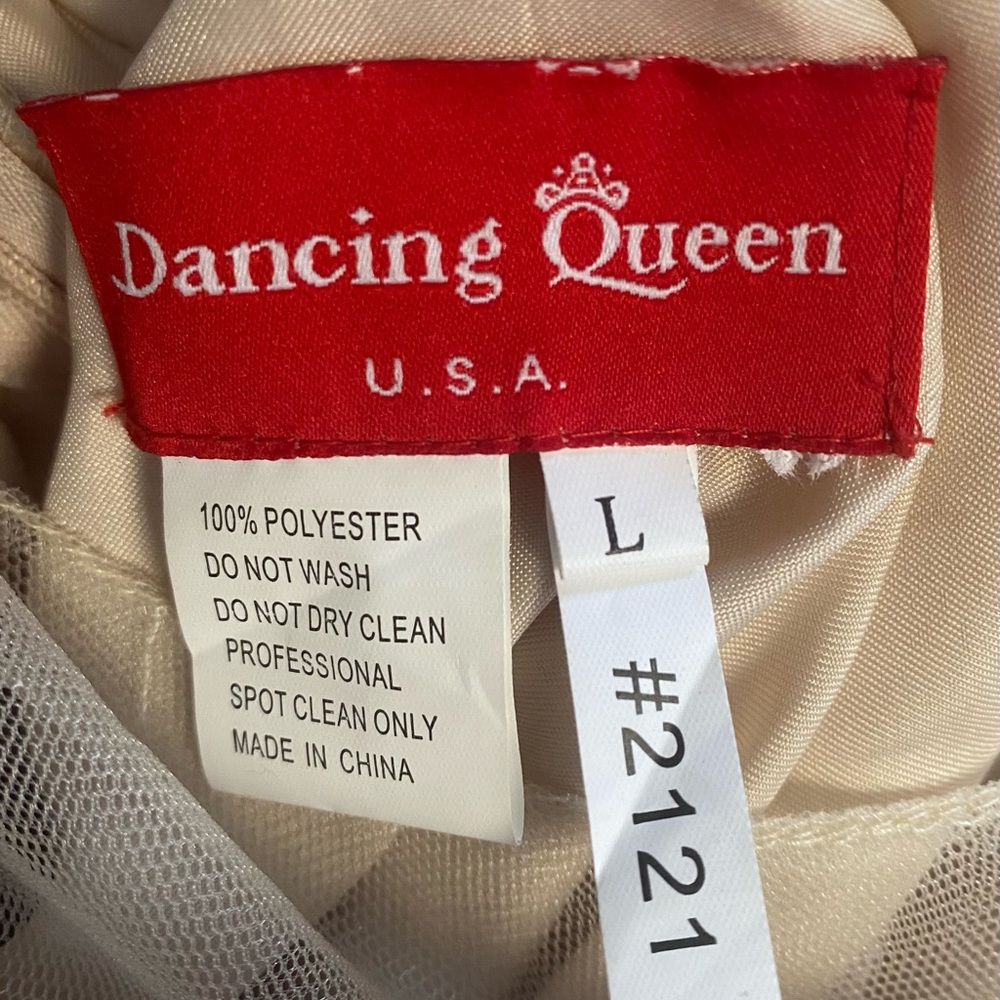 Dancing Queen Cream Blush Floral Lace Illusion Gown - Picture 6 of 6